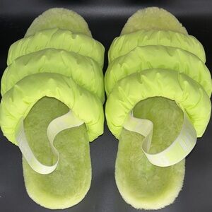 UGG Neon Green Platform Slippers Scrunchita